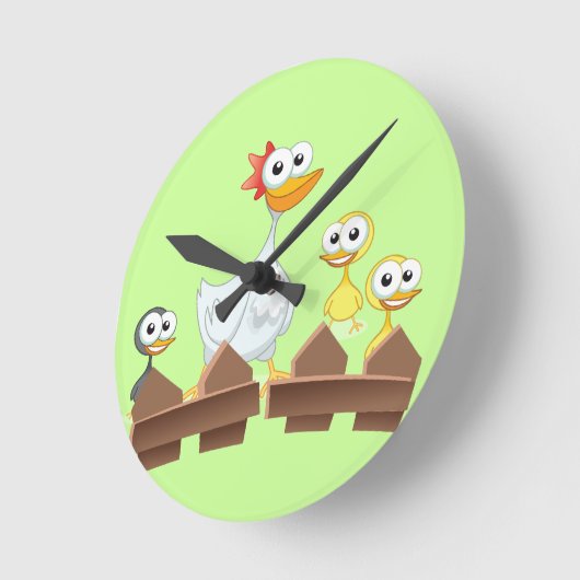 Henne-u. Huhn-Uhr Runde Wanduhr (Winkel)