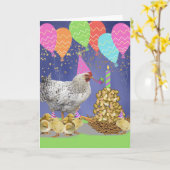 Henne und Chicks Card Karte (Gelbe Blume)