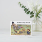 Henne und hungrige Küken Visitenkarte (Stehend Vorderseite)