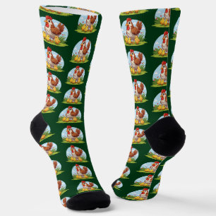 Henne und kleine gelbe Küken Socken