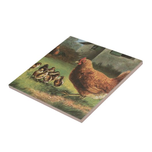 Henne und Küken Fliese (Seite)