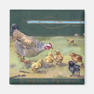 Henne-und Küken-Kunst Nouveau Ostern Magnet