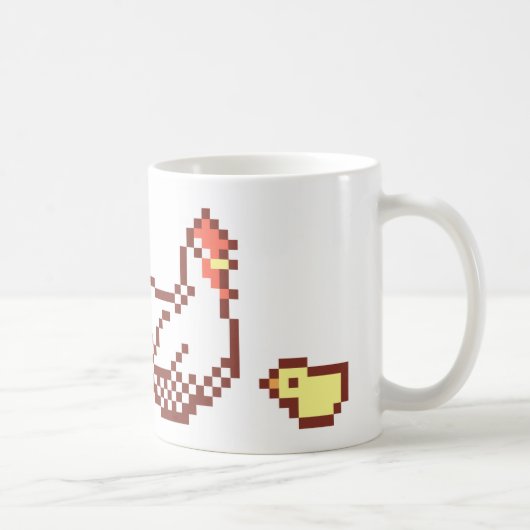 Henne-und Küken-Pixel-Kunst-Tasse Kaffeetasse (Rechts)