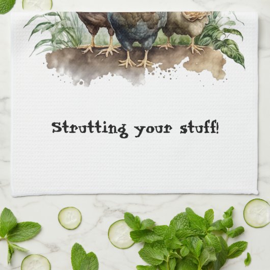 Henne und Roosters Geschirrtuch (Gefaltet)