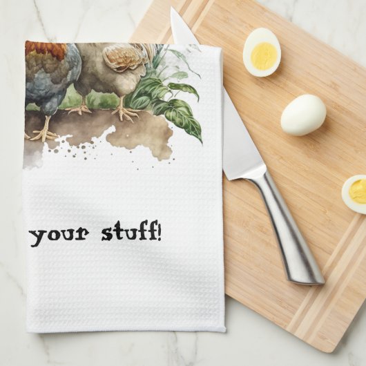 Henne und Roosters Geschirrtuch (Viertel Falte)