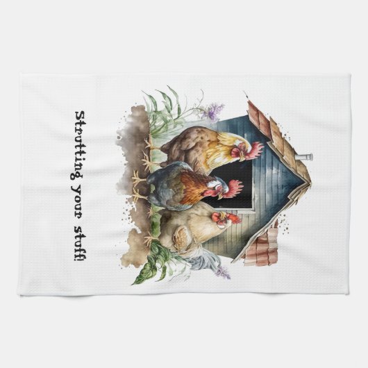 Henne und Roosters Geschirrtuch (Horizontal)