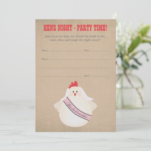 Hennen Nacht, dieJunggeselinnen-Abschied laden Einladung (Stehend Vorderseite)