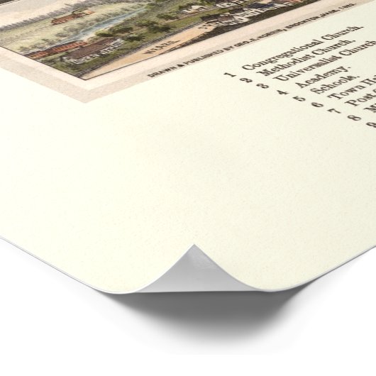 Henniker, NH Panoramic Map - 1889 Poster (Ecke)