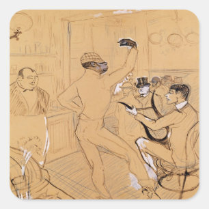 Henri de Toulouse-Lautrec Chocolat Dancing, 1896 Quadratischer Aufkleber