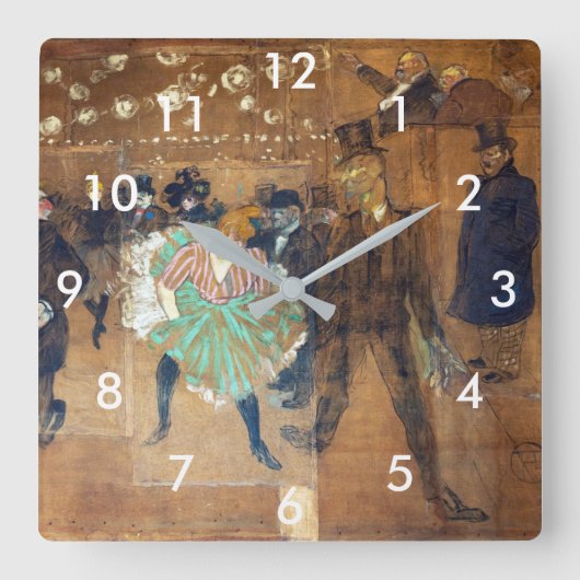 Henri de Toulouse-Lautrec - Tanz auf dem Rouge Quadratische Wanduhr (Vorderseite)