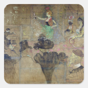 Henri de Toulouse-Lautrec Tanzen auf der Route: Quadratischer Aufkleber