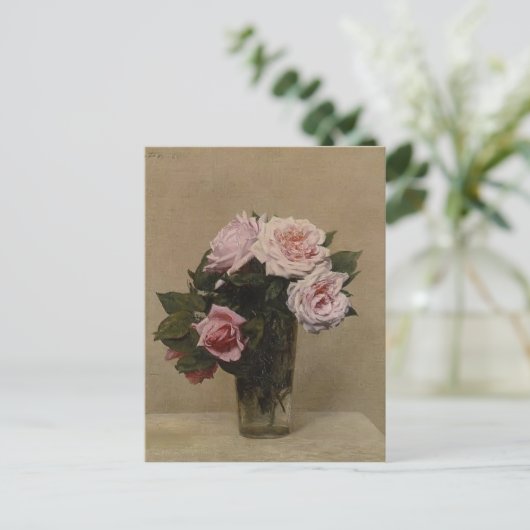 Henri Fantin-Latour- Rose Postkarte (Stehend Vorderseite)