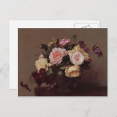 Henri Fantin-Latour- Rose und Clematis Postkarte (Vorne/Hinten)