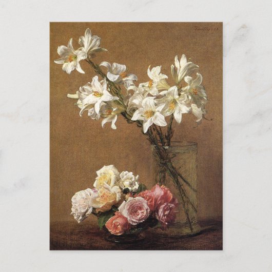 Henri Fantin-Latour-Rose und Lilies Postcard Postkarte (Vorderseite)