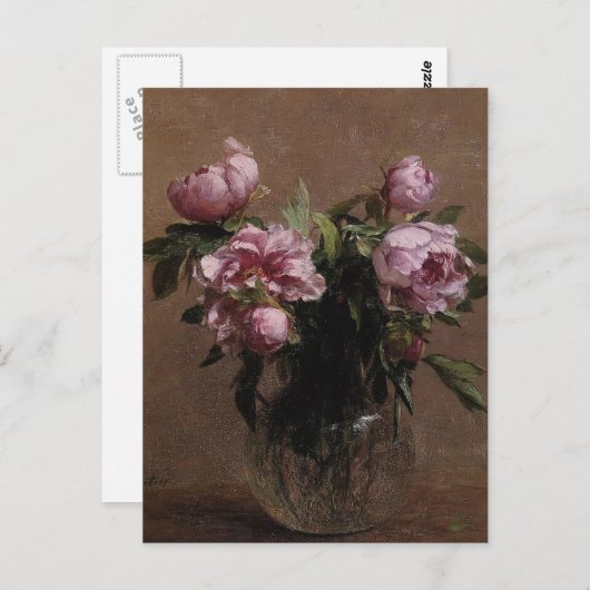 Henri Fantin-Latour- Vase der Peonies Postkarte (Vorne/Hinten)