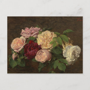 Henri Fantin-Latour Vintage Schöne Rosen auf einem Postkarte