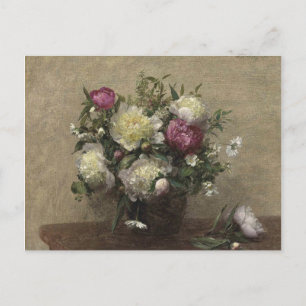Henri Fantin-Latour Vintage Vasen-Pfingstrosen Postkarte