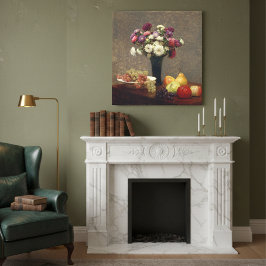 Henri Fantin-Latour's Asters and Frucht auf einem  Leinwanddruck