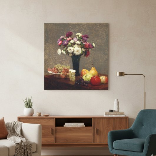 Henri Fantin-Latour's Asters and Frucht auf einem  Leinwanddruck