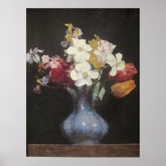 Henri Latour Blue Vase Narcissus und Tulips Poster (Vorne)