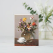 Henri Latour Vase von Blume mit einem Kaffee-Cup Postkarte (Stehend Vorderseite)