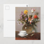 Henri Latour Vase von Blume mit einem Kaffee-Cup Postkarte (Vorne/Hinten)