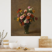 Henri Latour - Zinnias Poster (Küche)