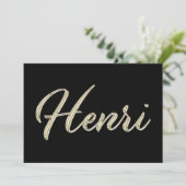 Henri Name white gold Handwriting Karte (Stehend Vorderseite)