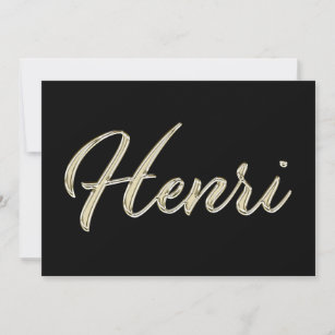 Henri Name white gold Handwriting Karte