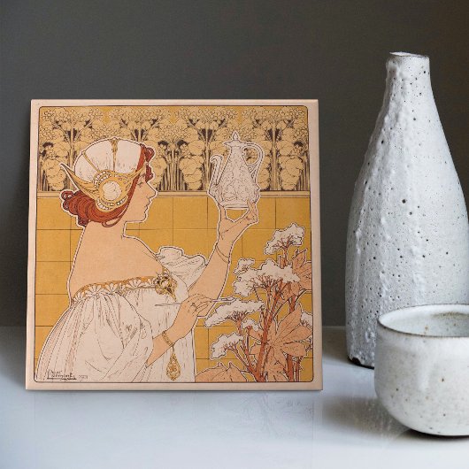 Henri Privat-Livemont Wanddekoration Jugendstil Fliese