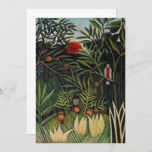 Henri Rousseau - Affen & Papagei im Jungfrau-Wald Dankeskarte (Vorne/Hinten)