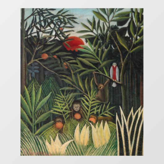 Henri Rousseau - Affen & Papagei im Jungfrau-Wald Fensteraufkleber (Blatt)