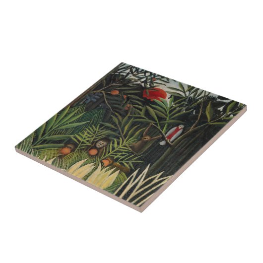 Henri Rousseau - Affen & Papagei im Jungfrau-Wald Fliese (Seite)