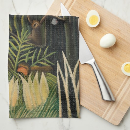 Henri Rousseau - Affen & Papagei im Jungfrau-Wald Geschirrtuch (Viertel Falte)