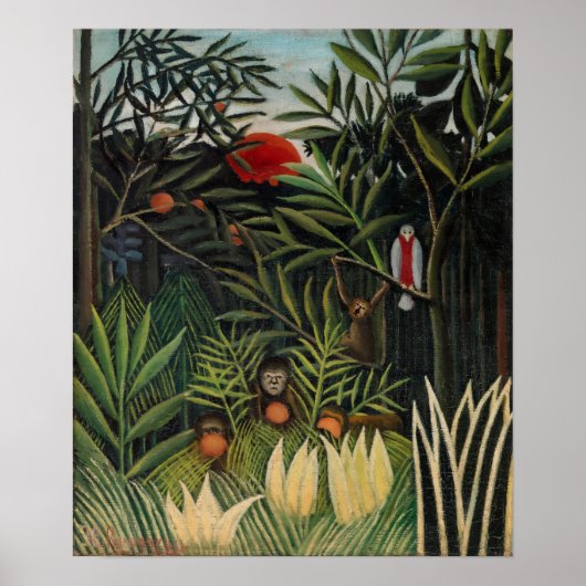 Henri Rousseau - Affen & Papagei im Jungfrau-Wald Poster (Vorne)