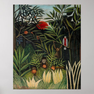 Henri Rousseau - Affen & Papagei im Jungfrau-Wald Poster