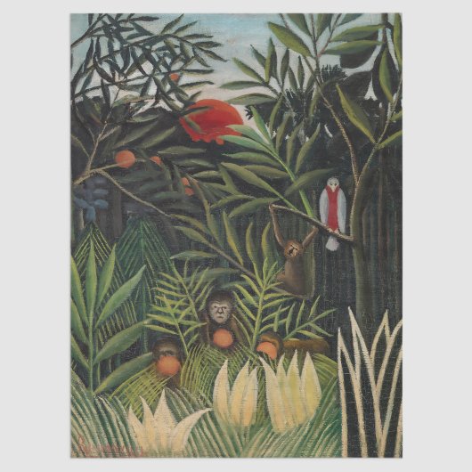 Henri Rousseau - Affen & Papagei im Jungfrau-Wald Seidenpapier