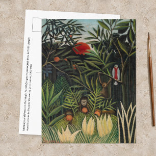 Henri Rousseau - Affen & Papagei im Urwald Postkarte