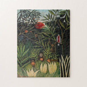 Henri Rousseau - Affen & Papagei im Urwald Puzzle