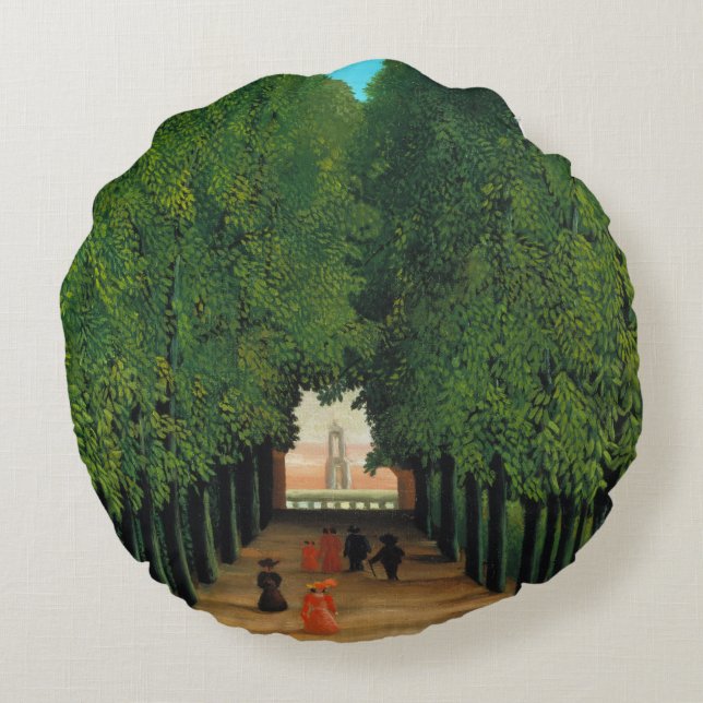 Henri Rousseau, Avenue im Park at Saint Cloud Rundes Kissen (Rückseite)