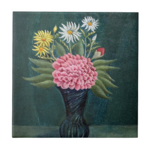Henri Rousseau - Dahlie und Gänseblümchen in einer Fliese
