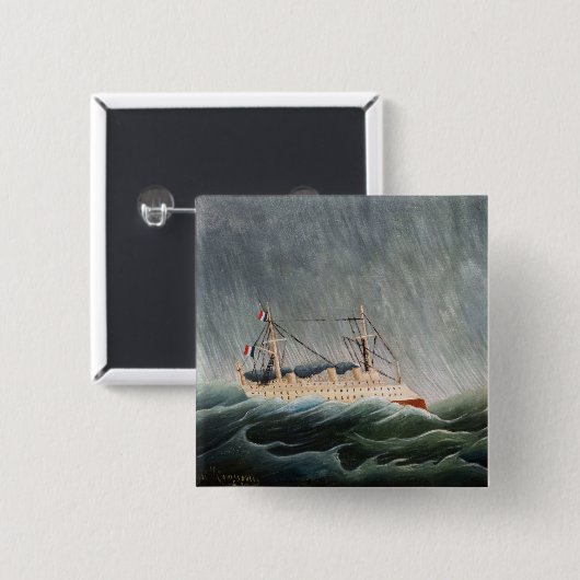 Henri Rousseau - Das Schiff im Tempest Button (Vorne & Hinten)
