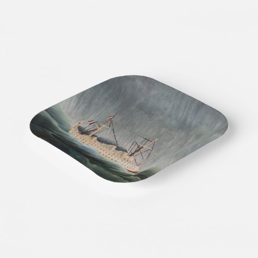 Henri Rousseau - Das Schiff im Tempest Pappteller (Gewinkelt)