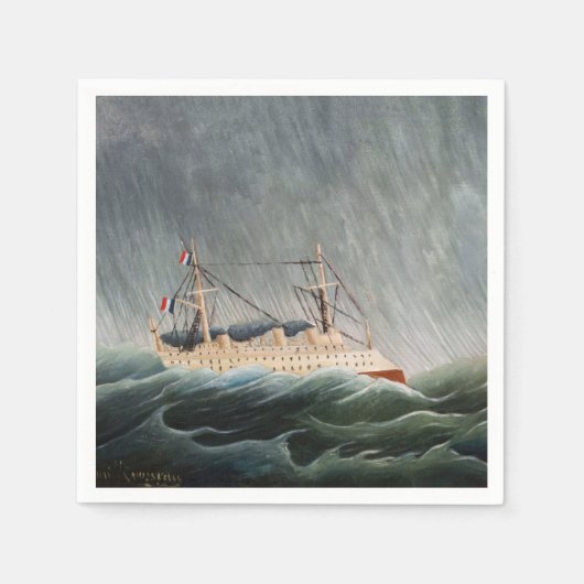 Henri Rousseau - Das Schiff im Tempest Serviette (Vorderseite)