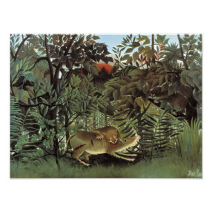 Henri Rousseau - Der Angriff der Hungrigen Löwen Fotodruck