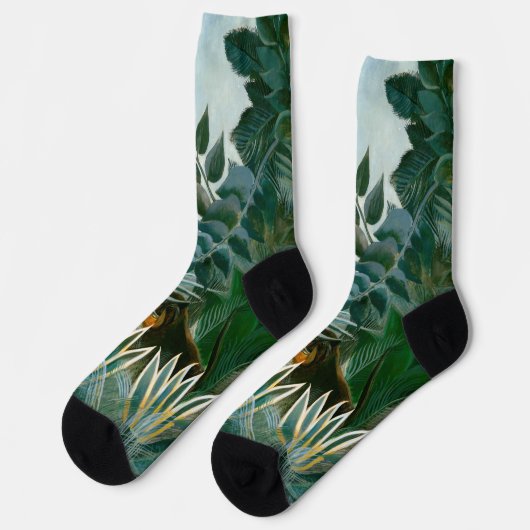 Henri Rousseau - Der Äquatorialdschungel Socken (Linkes Detail)