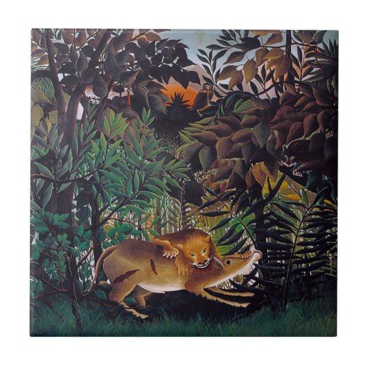 Henri Rousseau - Der hungrige Löwe Fliese (Vorderseite)