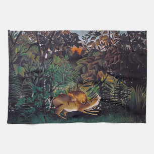 Henri Rousseau - Der hungrige Löwe Geschirrtuch