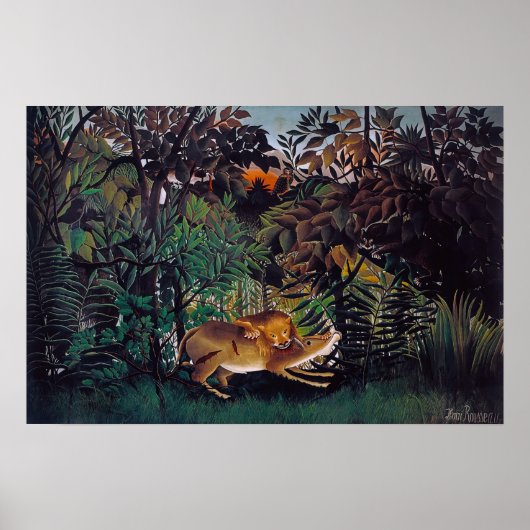 Henri Rousseau - Der hungrige Löwe Poster (Vorne)