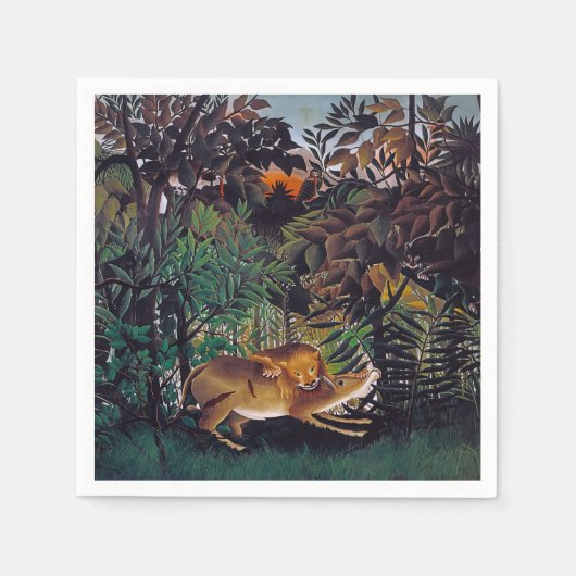 Henri Rousseau - Der hungrige Löwe Serviette (Vorderseite)